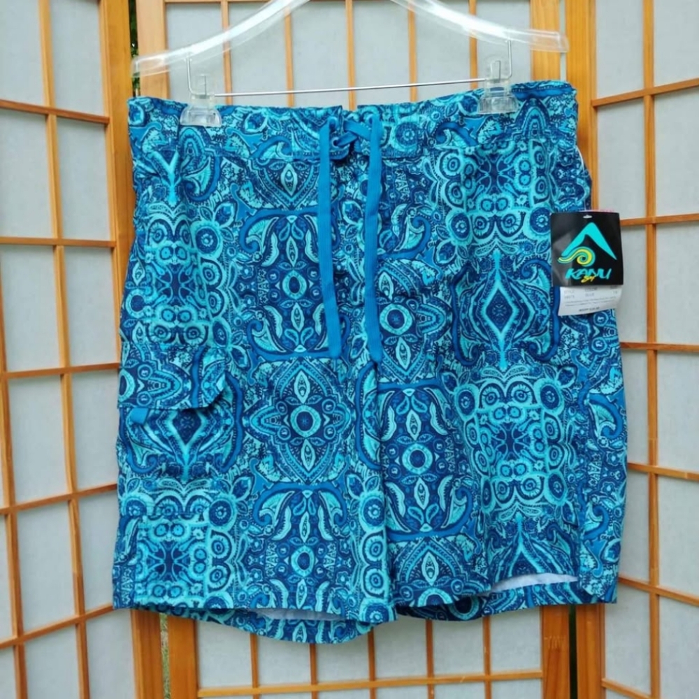 NWT New 1X Women's Blue Swim Shorts Trunks Swimming By Kanu Sport